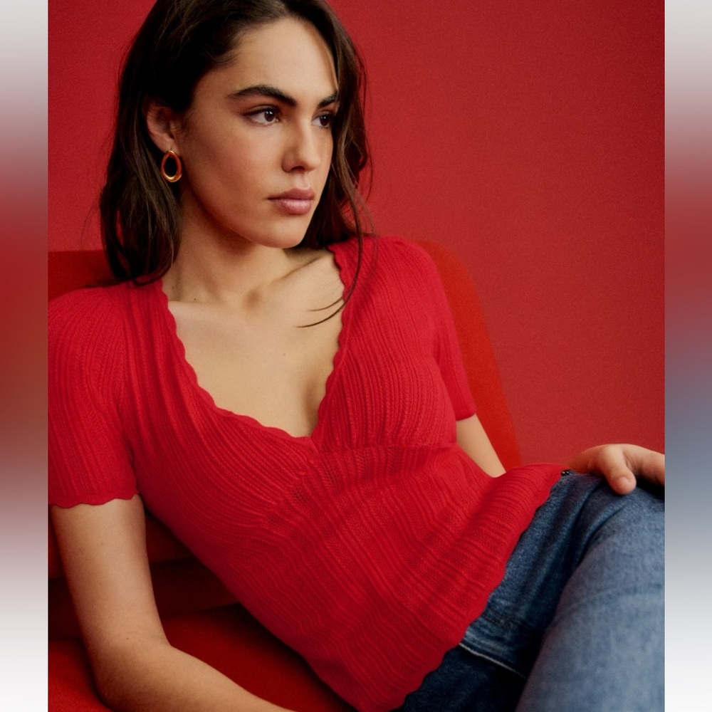 Sezane Cloe red top